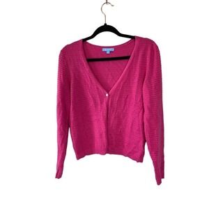 Draper James Pink Cardigan Sweater Textured Button Front Lightweight Size Small